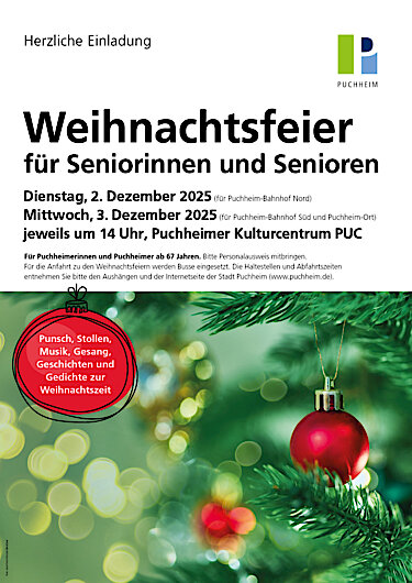 Weihnachtsfeiern für Seniorinnen und Senioren 2025 Plakat